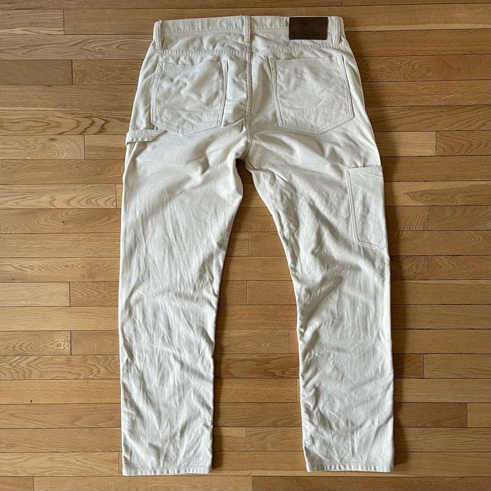 Todd Snyder Italian Stretch Moleskin Double Knee Carpenter Pants in Ecru - Picture 5 of 12